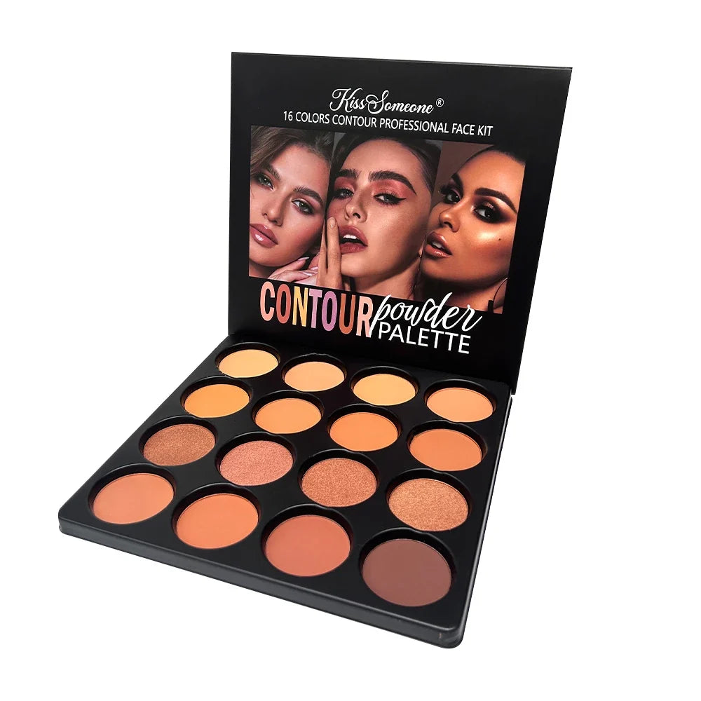 16-Shade Concealer & Contour Palette – Medium to Dark Tones Concealer Contour Palette Qme 80g