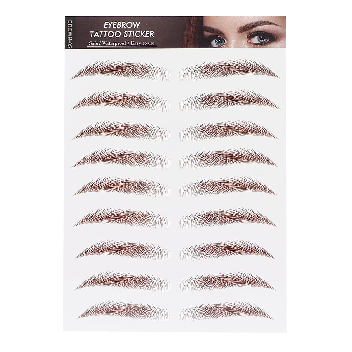 Waterproof Eyebrow Tattoo Transfer Stickers – 10 Colors Eyebrow Transfer Sticker Qme E