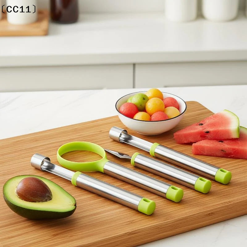 Stainless Steel Melon Baller, Fruit Pitter & Corer Tool Set Fruit Prep Tool Set Qme