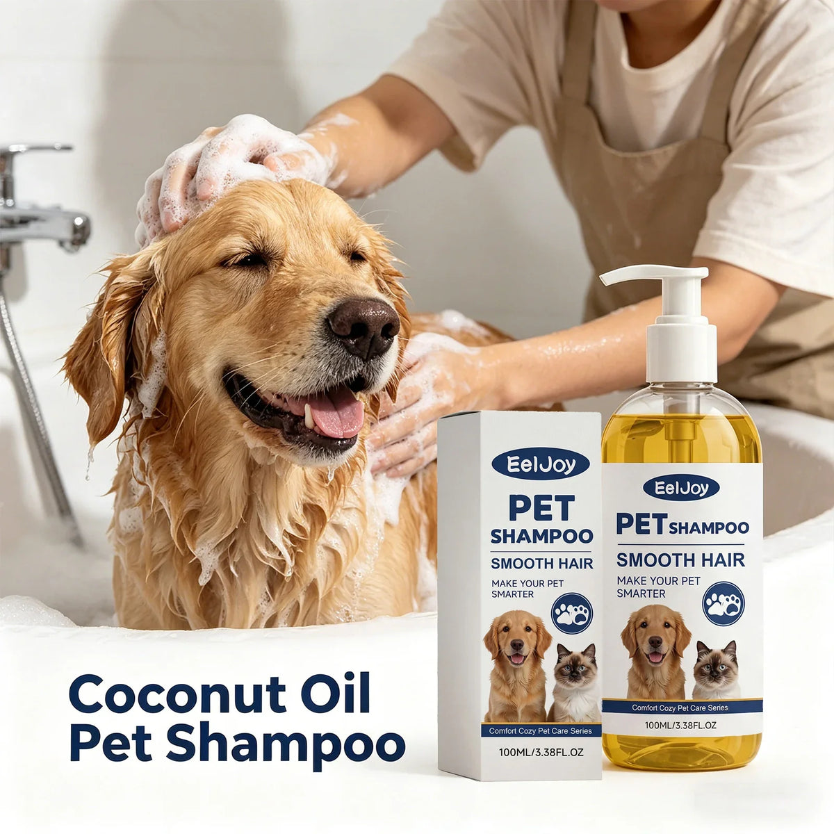 Coconut Oil Pet Shampoo – Odor Control & Coat Smoothing Pet Grooming Shampoo Qme