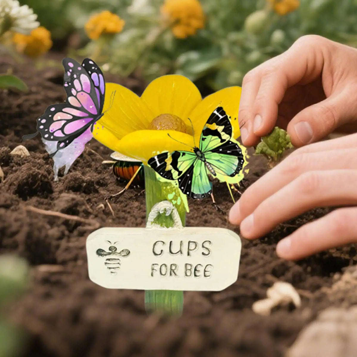 Flower Shaped Bee Waterer Feeder Cups – Colorful Garden Bee Waterer Feeder Qme