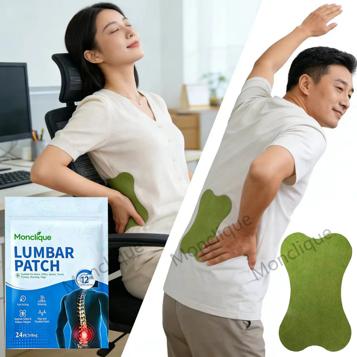 Lumbar Moxibustion Patch – Wormwood Hot Compress Waist Sticker Massage Patch Qst