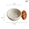 Ceramic Dipping Sauce Dish with Bread Handle – Condiment Bowl Ceramic Condiment Dish Qst A1