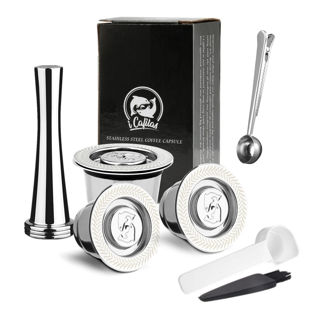 Reusable Stainless Steel Capsules for Nespresso OriginalLine Reusable Coffee Capsules Qst 3SC1T1S