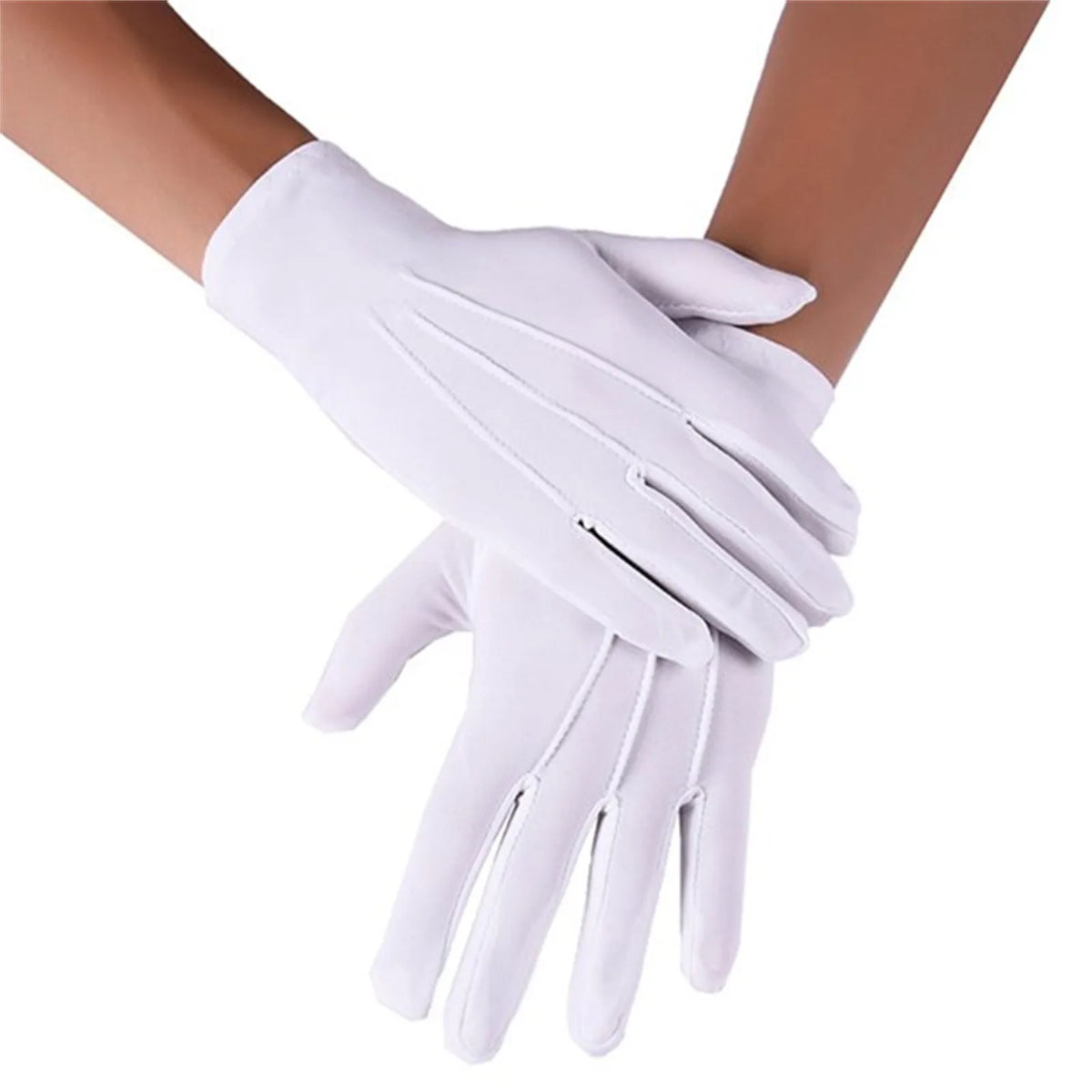 White Cotton Full Finger Etiquette Gloves – Multipurpose Cotton Etiquette Gloves Qme
