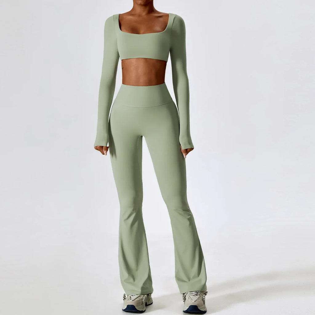 Women's Quick-Dry Yoga Tracksuit – 2-Piece Long Sleeve Set Yoga Tracksuit Set Qme