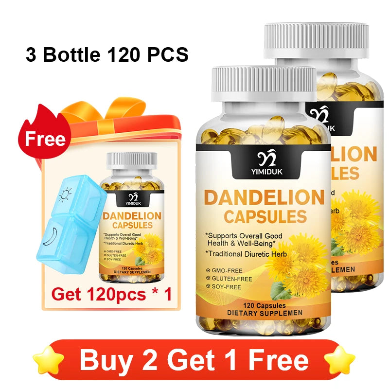 YIMIDUK Dandelion Root 1500mg – 120 Capsules | Liver Support Herbal Supplement Qst 3 x 120pcs Improve