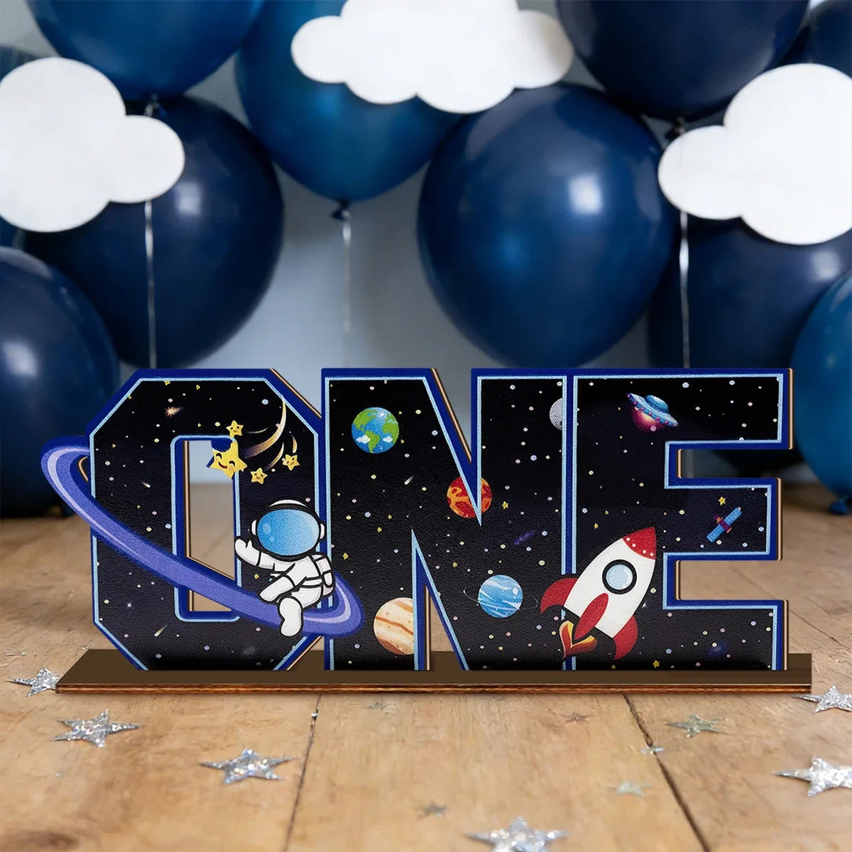Starry Sky Wooden Letter Desktop Decoration | Universe Theme Wooden Letter Decor Qme Default Title