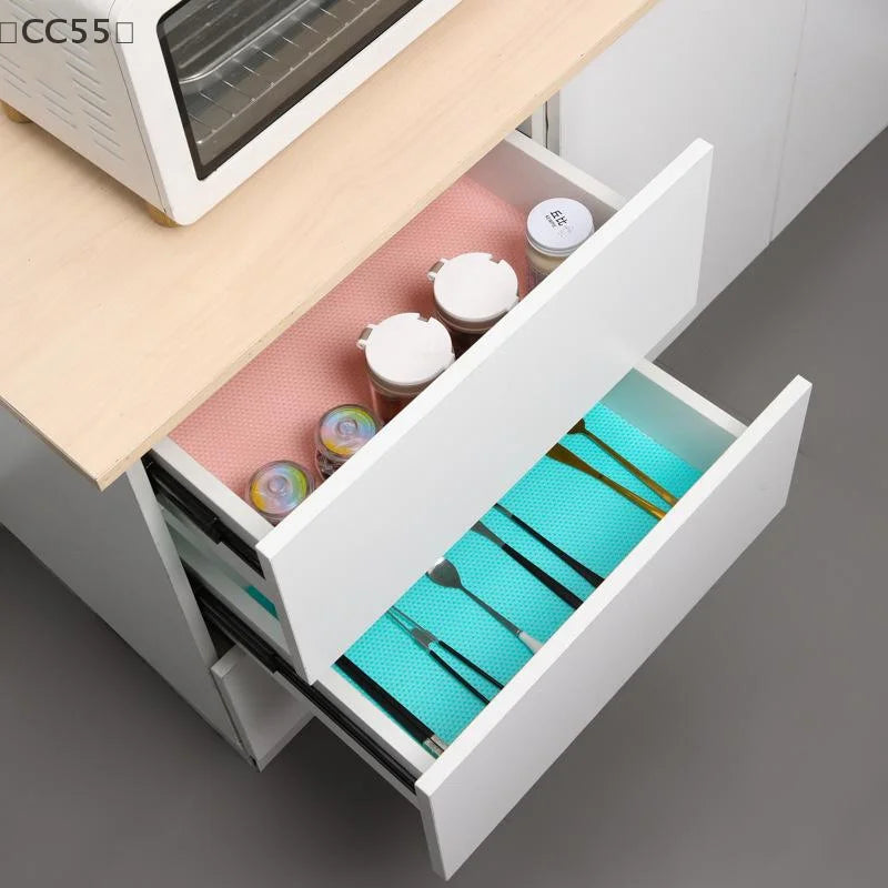 4PCS EVA Waterproof Fridge Liner Mats – Washable Kitchen Drawer Pads Refrigerator Liner Mat Qst