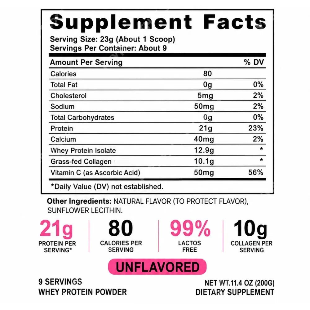 Collagen Whey Protein Powder – Isolate, Peptides & Vitamin C Protein Supplement Powder Qst