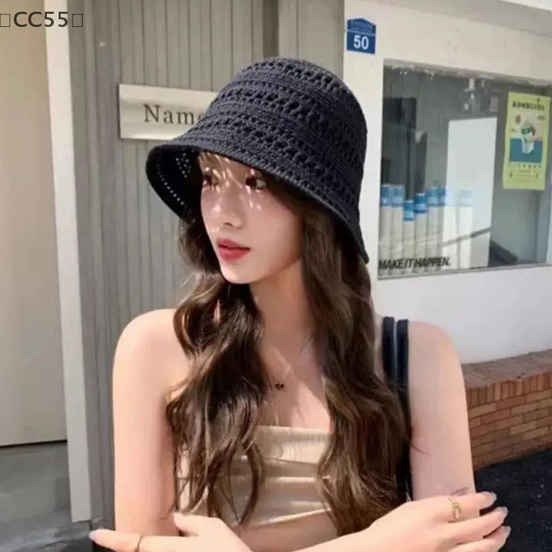 Women's Woven Bucket Hat – Breathable UV Sun Hat Woven Sun Hat Qst