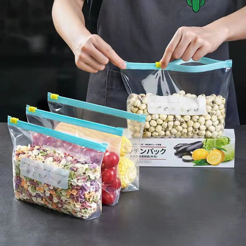 Zipper Sliding Lock Freezer Bags – Thickened Fresh-Keeping Food Storage Bags Qme