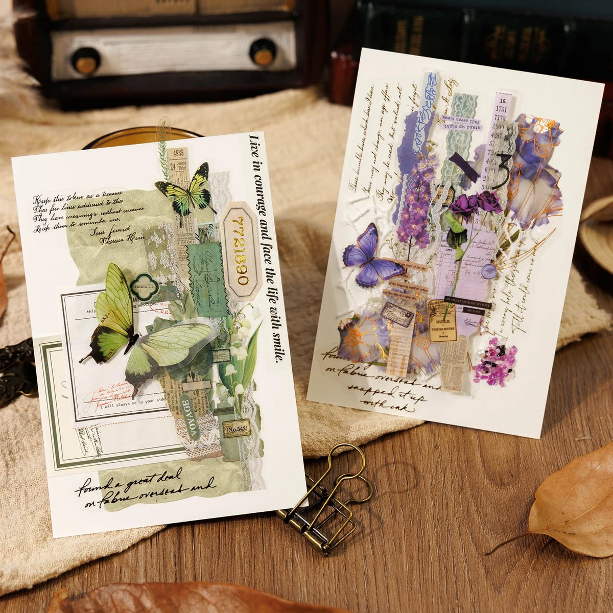 20 Sheets Butterfly & Plant PET Decorative Stickers for Journals Decorative Stickers Qme