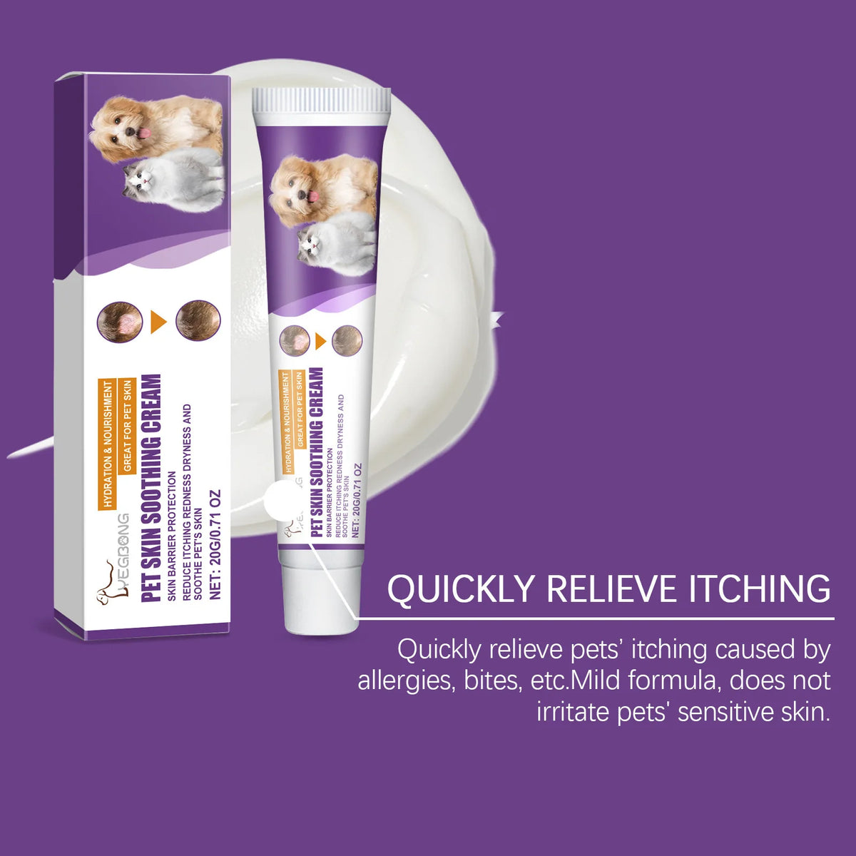 Yegbong Pet Skin Repair Cream – Dog & Cat Moisturizer 20g/40g Pet Skin Cream Qst
