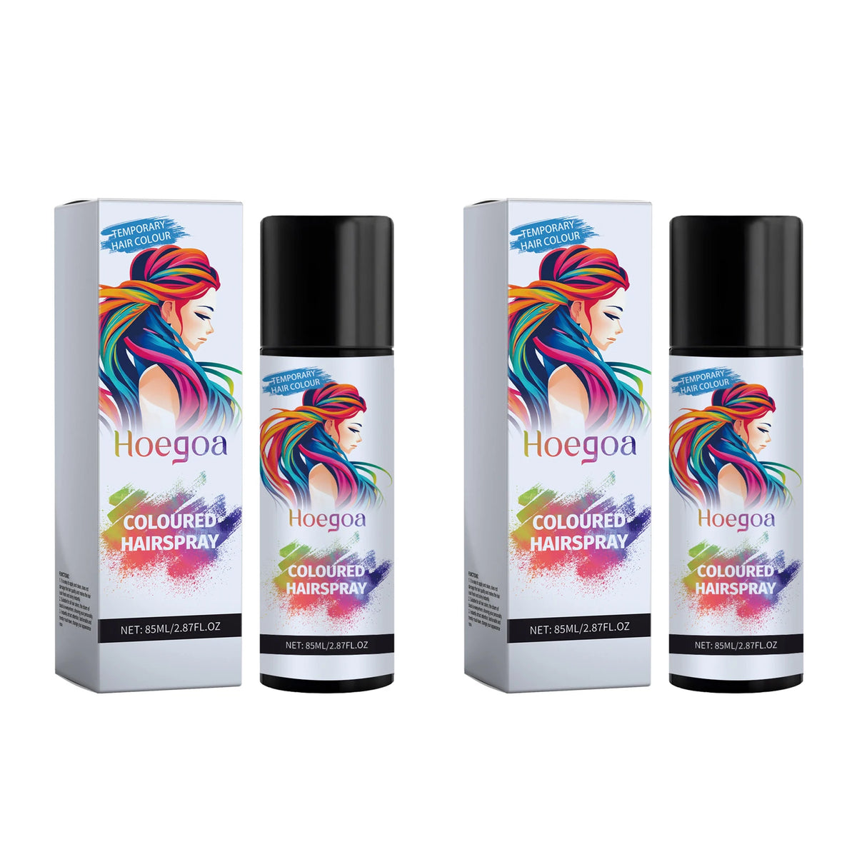 HOEGOA Temporary Black Hair Color Spray – Covers Grey, 85ml Hair Color Spray Qst 170ml boxed