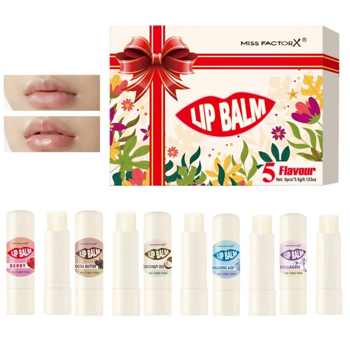 Hyaluronic Acid Lip Balm Set | Glossy Long-Lasting Moisture Lip Balm Set Qme