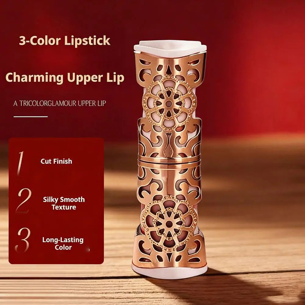 3-Piece Engraved Lip Gloss Set – Hydrating Long-Lasting Lipstick Lip Gloss Set Qme