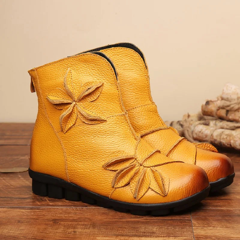 Women's Waterproof Plush Ankle Snow Boots – Winter Zip Boot Women's Snow Boots Qst Yellow plush 36