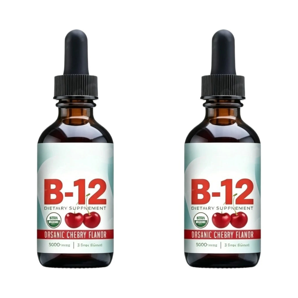Vitamin B12 Drops 5000mcg Methylcobalamin Cherry Vegan 60ml Vitamin B12 Supplement Qst 120 ml(Pack of 2)
