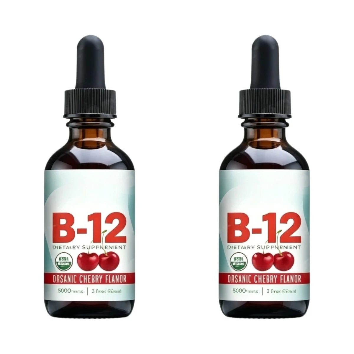 Vitamin B12 Drops 5000mcg Methylcobalamin Cherry Vegan 60ml Vitamin B12 Supplement Qst 120 ml(Pack of 2)