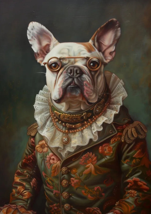 Vintage Royal Animal Pet Portrait Canvas Wall Art Print Canvas Wall Art Qst