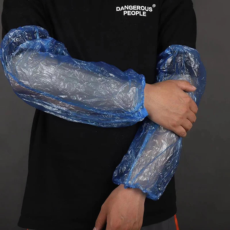 100pcs Disposable Waterproof Arm Sleeves – Oil-Proof PE Oversleeves Disposable Arm Sleeves Qst