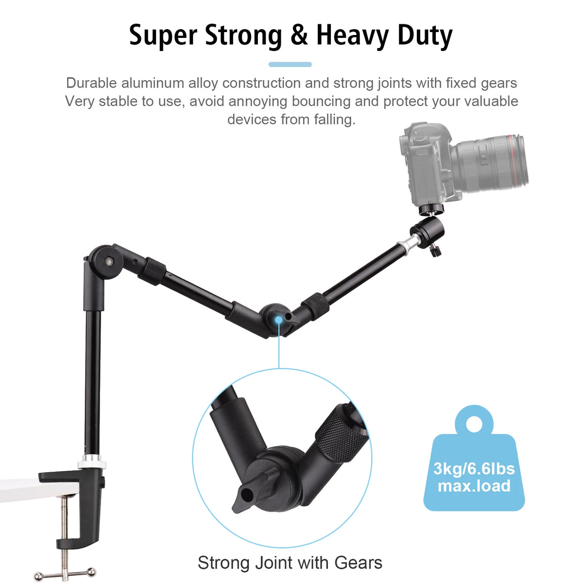 Andoer ST-01 Flexible Desk Mount Stand & Ballhead Adapter Camera Desk Mount Stand Qst