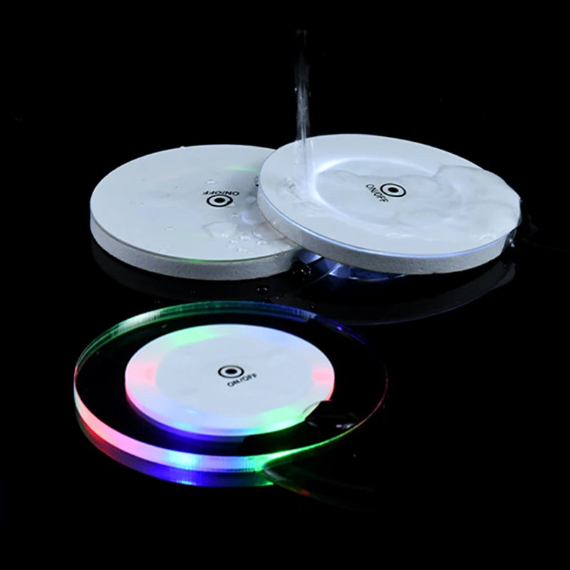 LED Glow Coaster – Colorful Acrylic USB Rechargeable Cup Mat LED Drink Coaster Qst