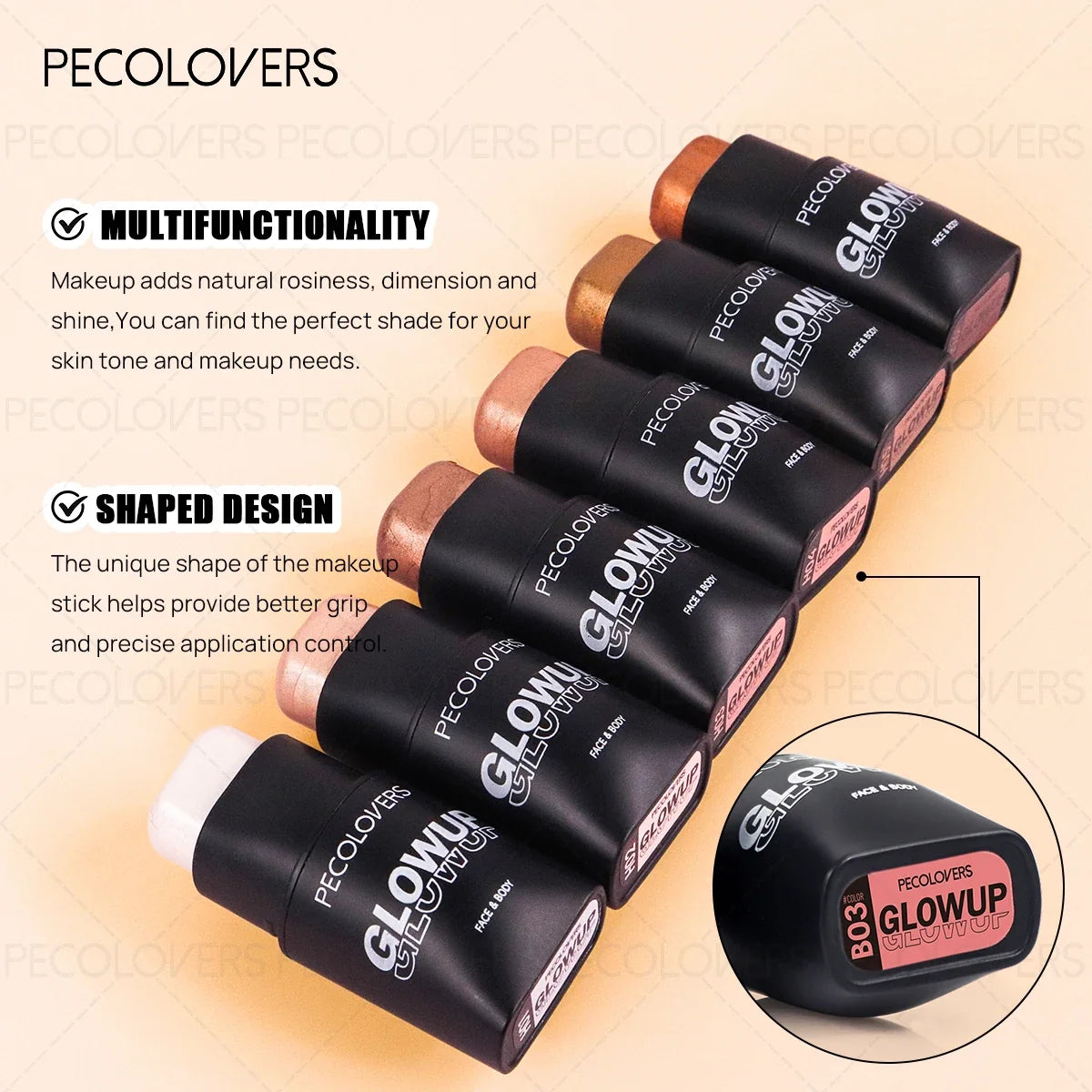 Waterproof Face Highlight Stick | Long-Lasting Natural Finish Face Highlight Stick Qme
