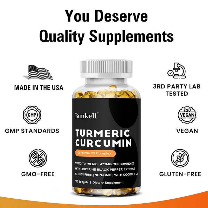 Turmeric Curcumin Capsules with BioPerine | Dietary Supplement Herbal Supplement Qst
