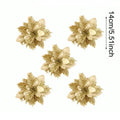 Glitter Christmas Flower Tree Ornaments – 4 Colors | 2025 Christmas Tree Ornaments Qme Gold 5PCS