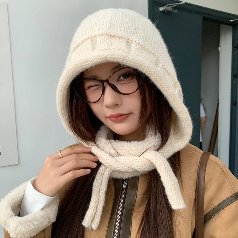 Women's Winter Knit Hat Scarf & Gloves Set – Fleece Lined Winter Accessories Set Qst Apricot