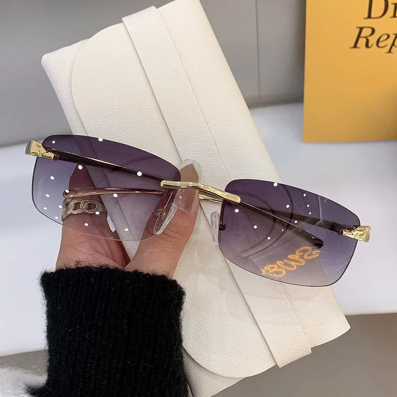 Vintage Rimless Rectangle Sunglasses UV400 – 6 Colors Rimless Sunglasses Qme JGY