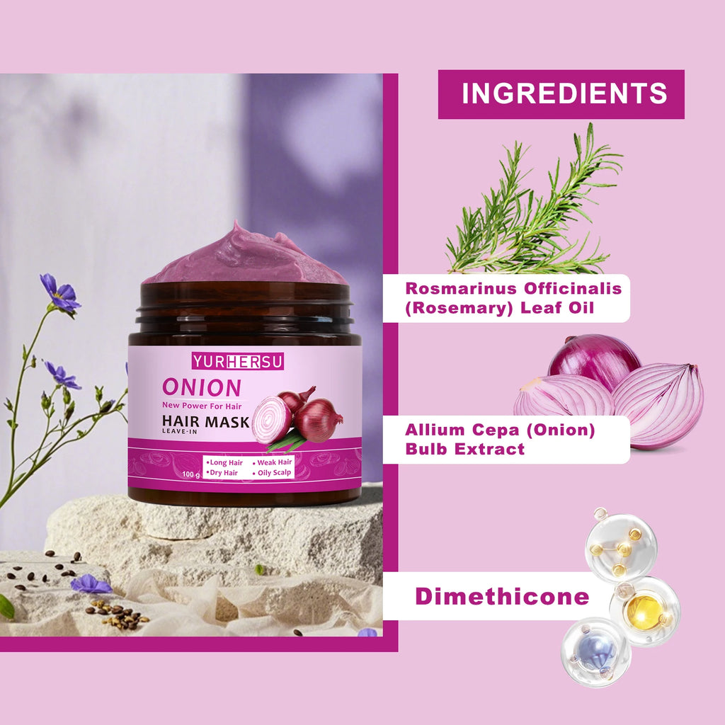 YURHERSU Onion Essence Nourishing Wash-Free Hair Mask 100g Leave-In Hair Mask Qst