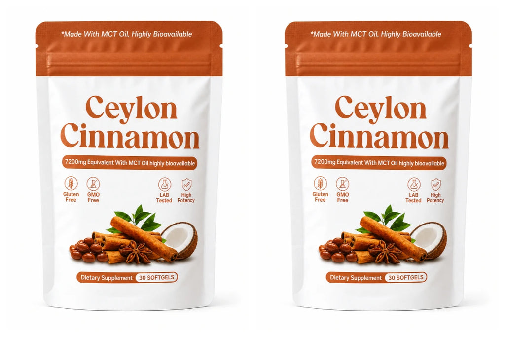 Ceylon Cinnamon Softgels 7200mg – 12:1 Extract + MCT Oil Herbal Supplement Qst 2bags 60capsules
