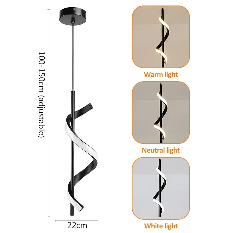 LED Pendant Light – Hanging Ceiling Lamp for Kitchen & Living Room LED Pendant Light Qme black