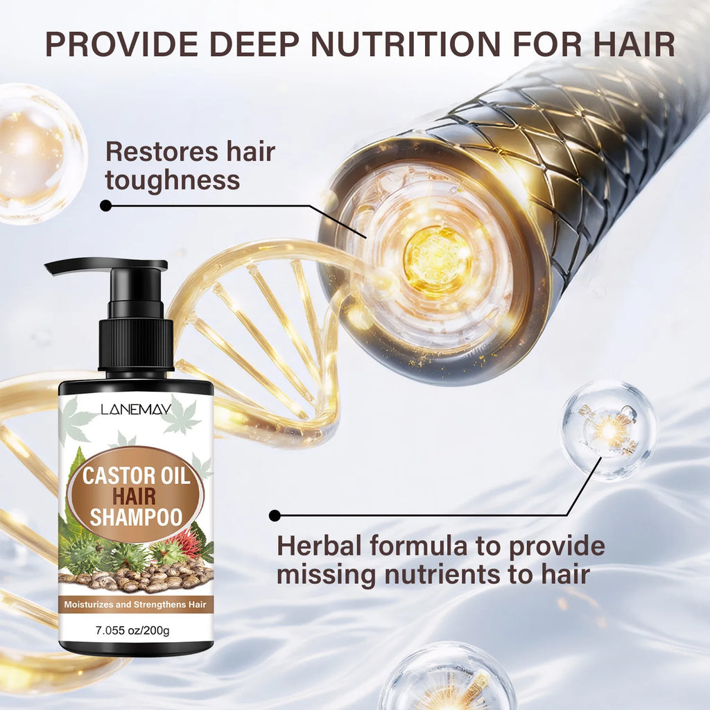 Lanemay Castor Oil Herbal Shampoo – Moisturizing & Strengthening Herbal Hair Shampoo Qst