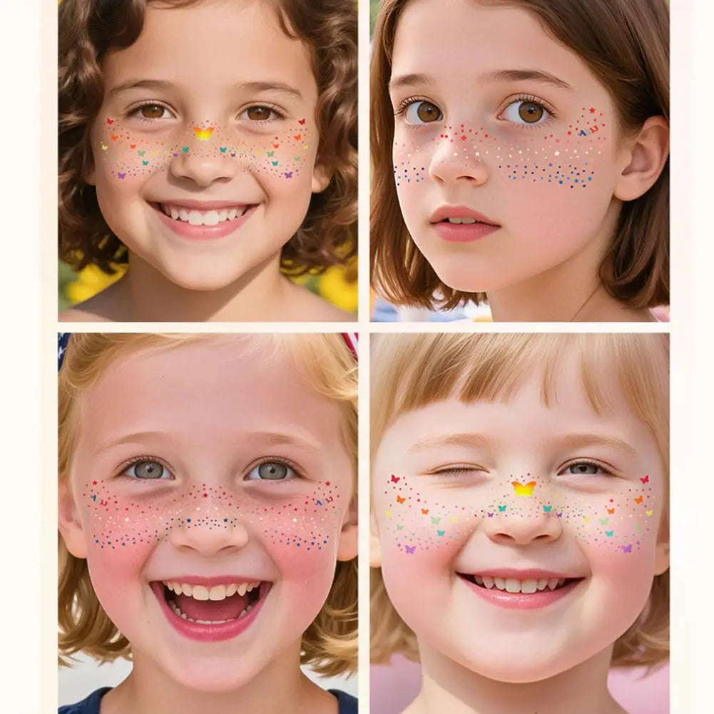 4th of July Glitter Face Tattoos – Patriotic Freckles Makeup Face Tattoo Stickers Qme