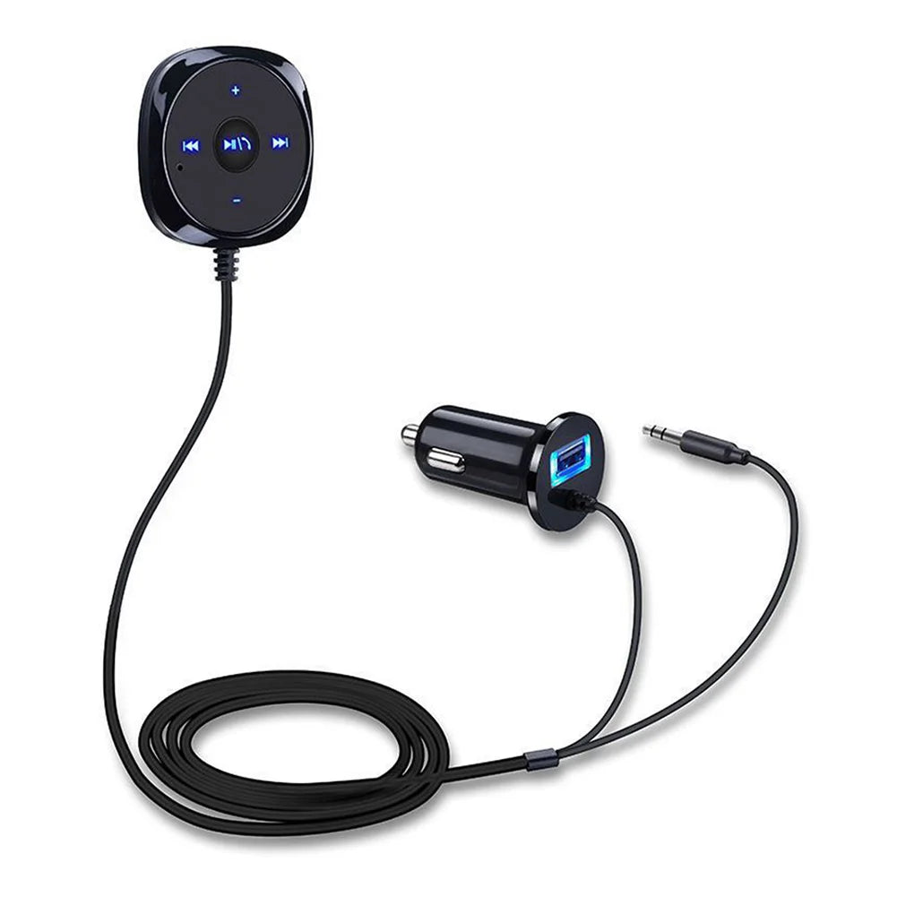 Car Bluetooth Audio Receiver AUX Handsfree Music Adapter Bluetooth Car Adapter Qme black