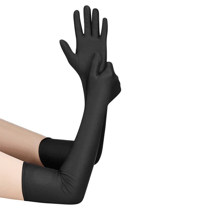 Women's Elbow-Length Spandex Gloves – Party, Wedding & Performance Long Spandex Gloves Qst