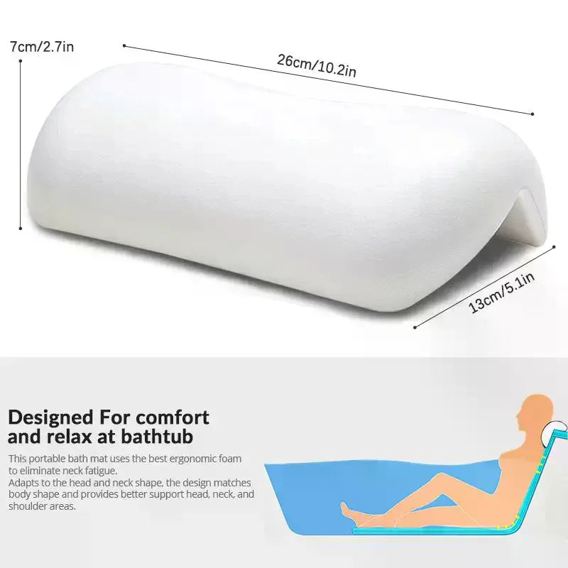 Waterproof Bathtub Headrest Pillow with Suction Cups | Spa Bath Bath Pillow Qme