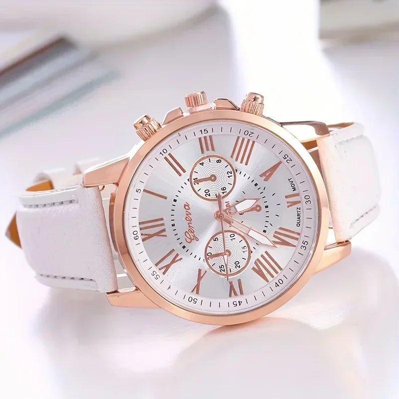 Geneva Disc Belt Quartz Wrist Watch – 15 Multicolors | Qme Fashion Wrist Watch Qme