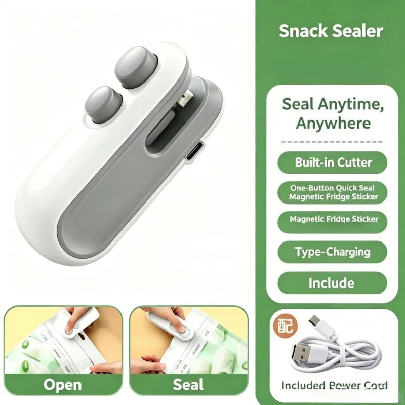 Mini USB Rechargeable Heat Sealer – Airtight Bag Sealing Machine Mini Heat Sealer Qme 1pc-white