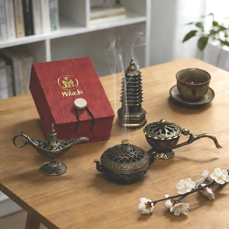 Mini Metal Incense Burner – Pagoda, Lotus & Fu Pouch Styles Incense Burner Qme