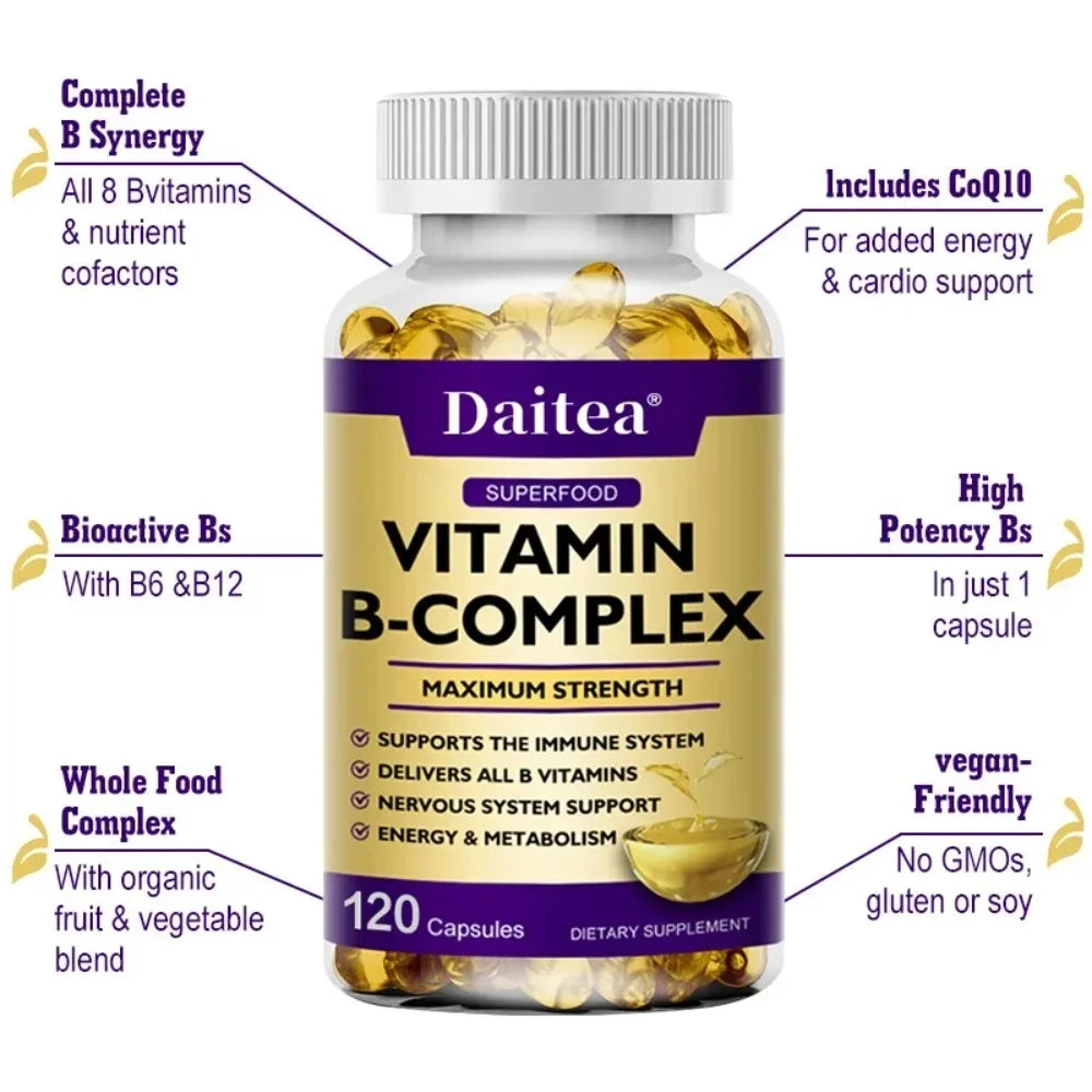 Vitamin B Complex Capsules – High Potency Brain & Focus Support Vitamin Supplement Qst
