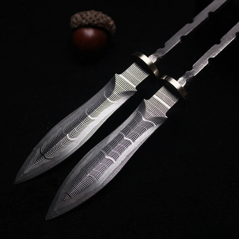 Damascus Steel Tea Knife Billet – DIY Puer Tea Cutter Blank Tea Knife Billet Qst