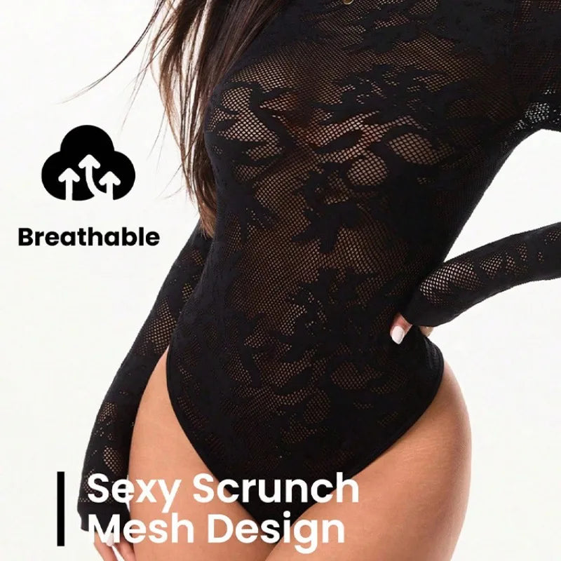 Mesh Hollow Yoga Jumpsuit | Elastane Fitness Bodysuit | Qme Yoga Jumpsuit Qme