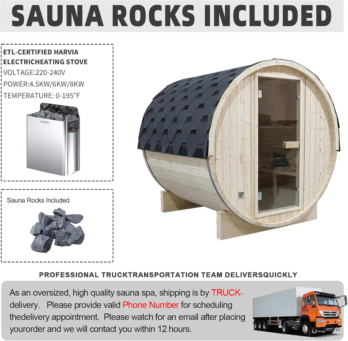 Outdoor Barrel Sauna 2-Person Spruce Wood & 4.5KW Harvia Heater Outdoor Barrel Sauna Qst