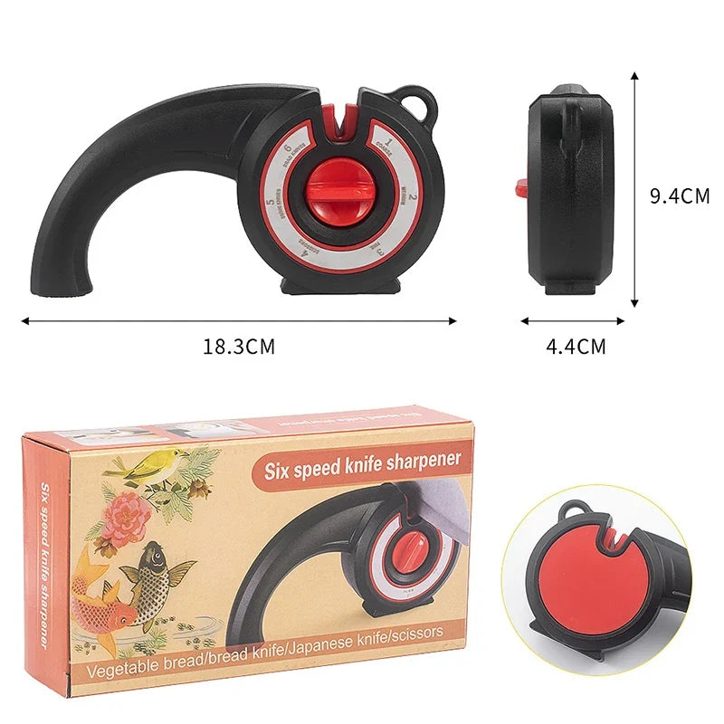 6-in-1 Multifunction Knife Sharpener – 6 Abrasive Stages Knife Sharpener Qme onesize B