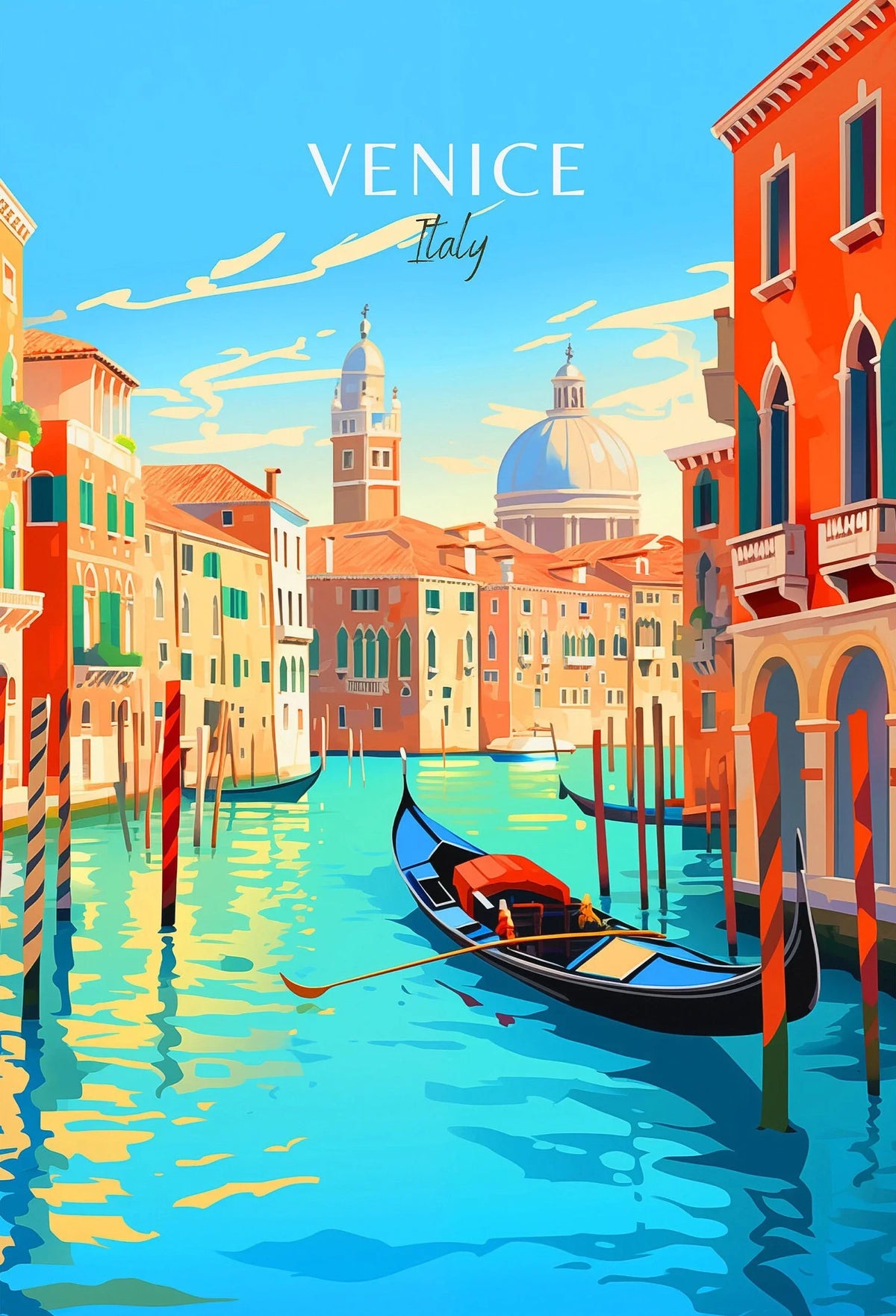 Italy City Canvas Wall Art – Colorful Fantasy Travel Poster Canvas Wall Art Qst